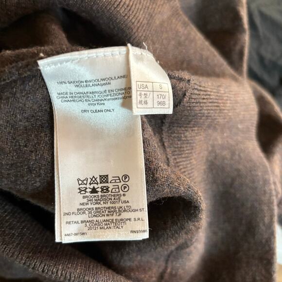 Brooks Brothers Size S Brown 100% Saxxon Wool Pullover 1/4 Zip Sweater - Picture 4 of 5